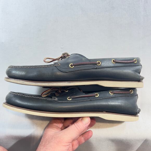 Timberland Loafers Men 13 Navy Blue 2 Eye Classic Boat Shoes #74036 Earthkeepers - Picture 8 of 9